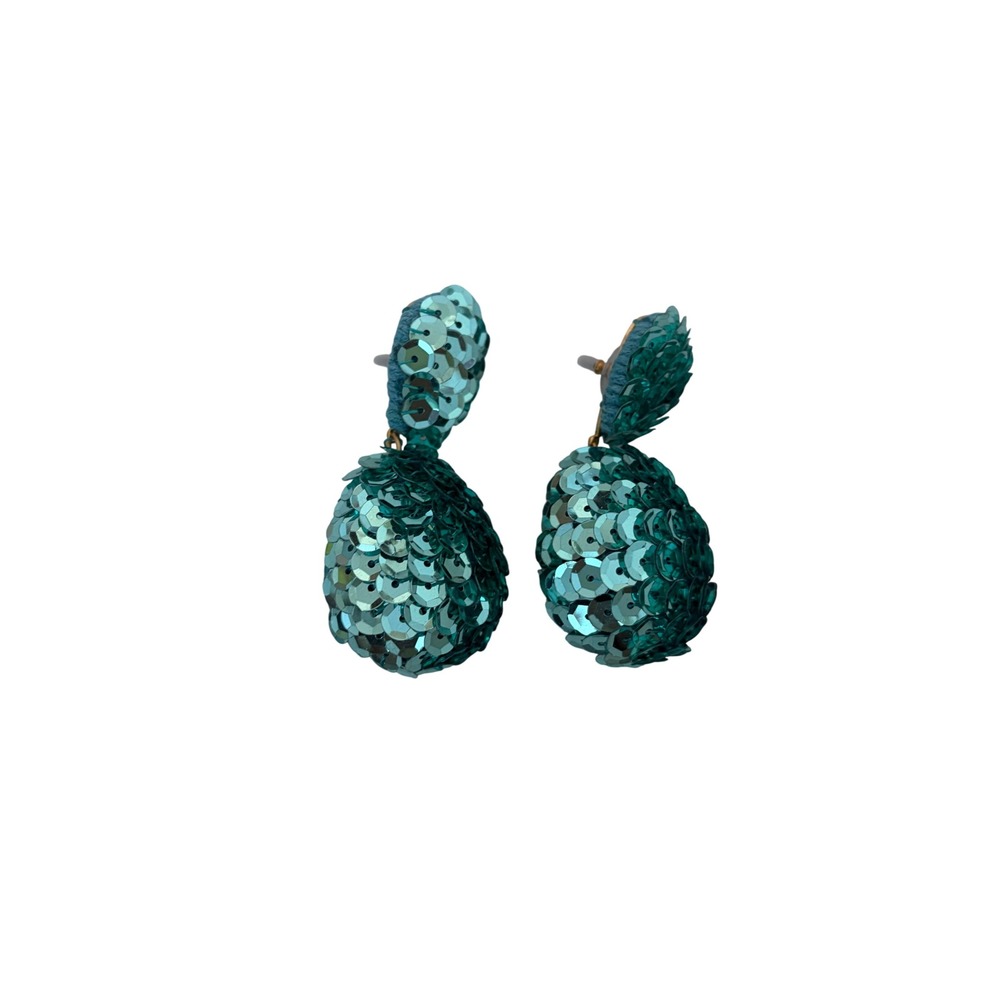 Sandra Turquoise Sequin Drop Earrings Teal Blue Statement Dangle S86892 TNJ_0400